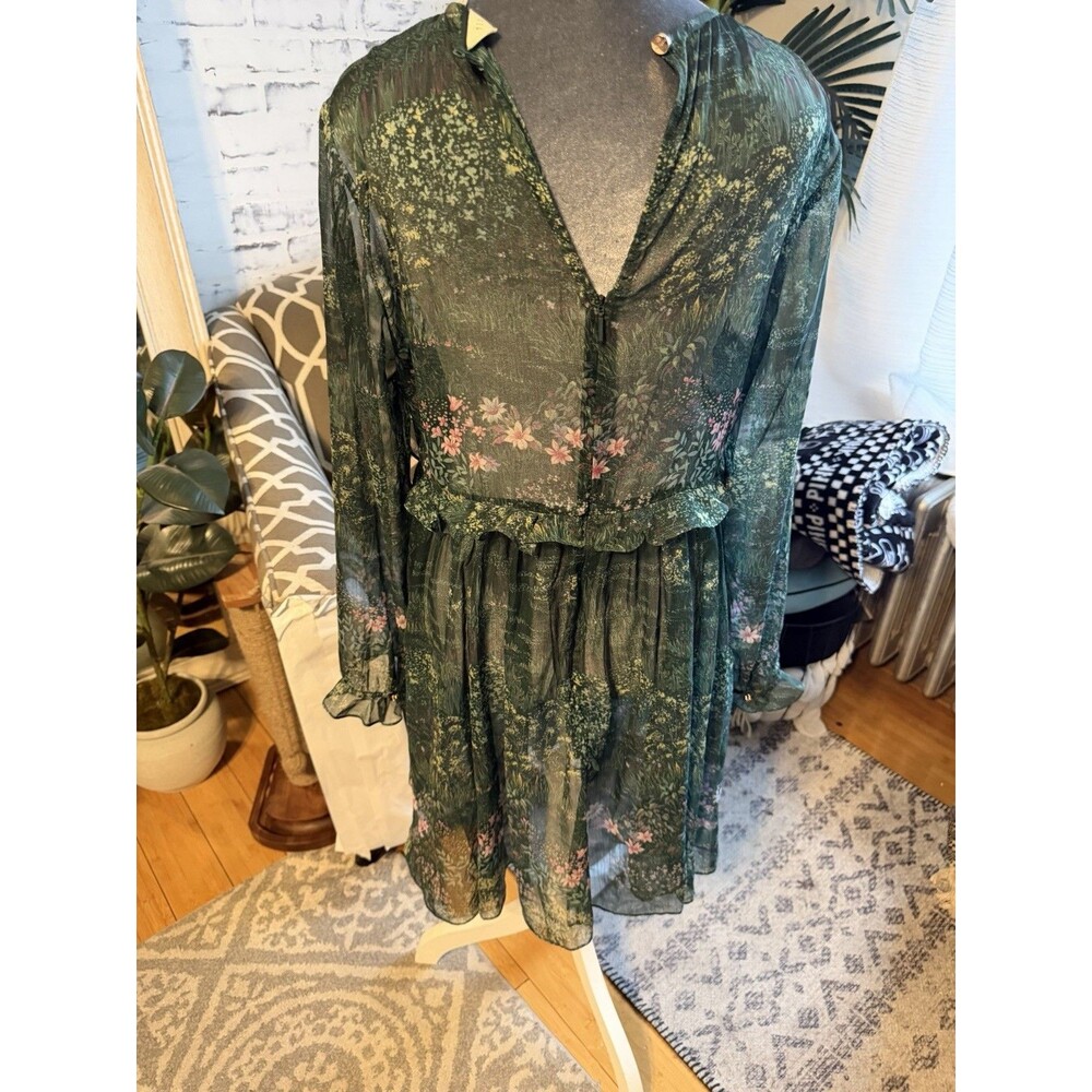 Ted Baker Green Floral-print Chiffon Mini Dress - Picture 3 of 10